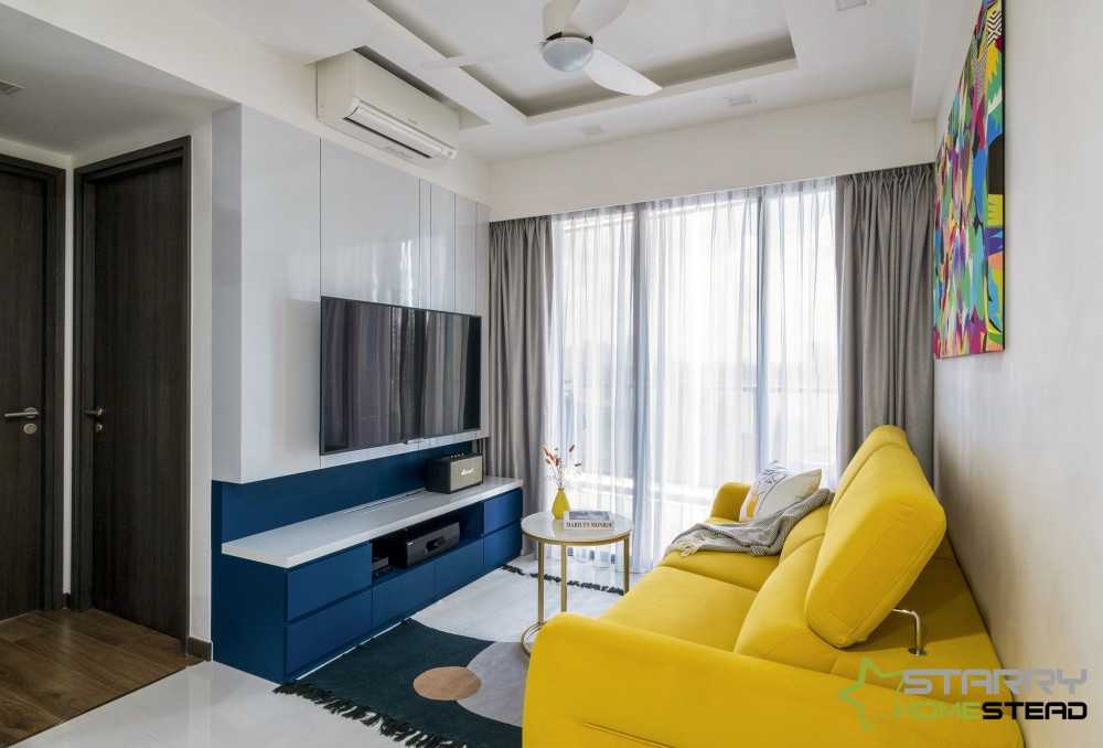 Modern Living Room with TV Console and Feature Wall