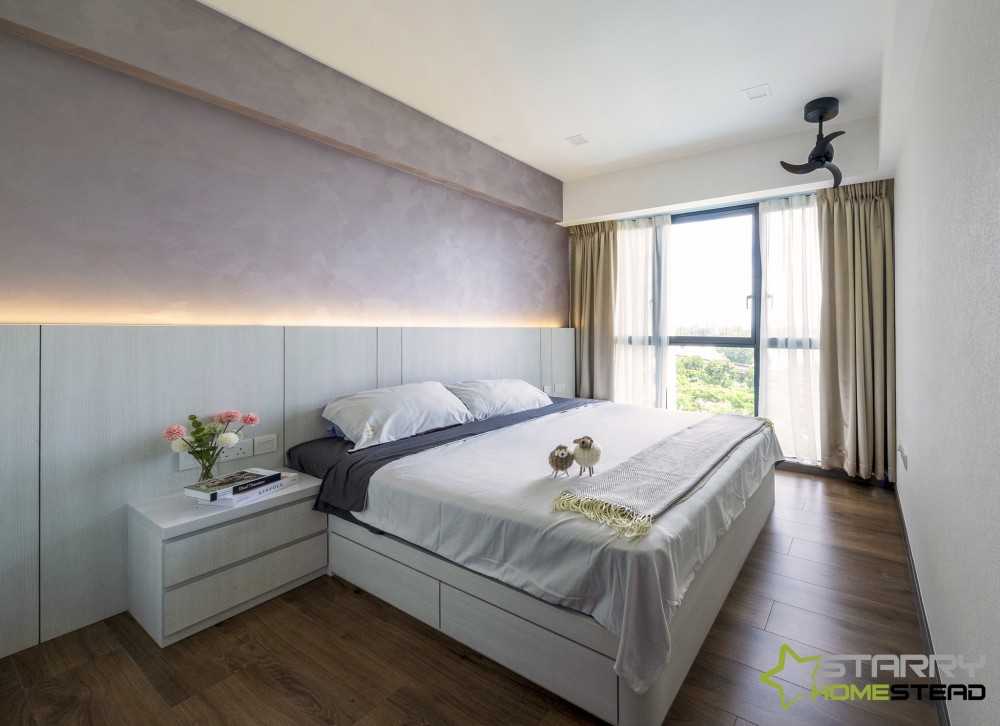 Modern Bedroom with Platform Bed and Bedside Table