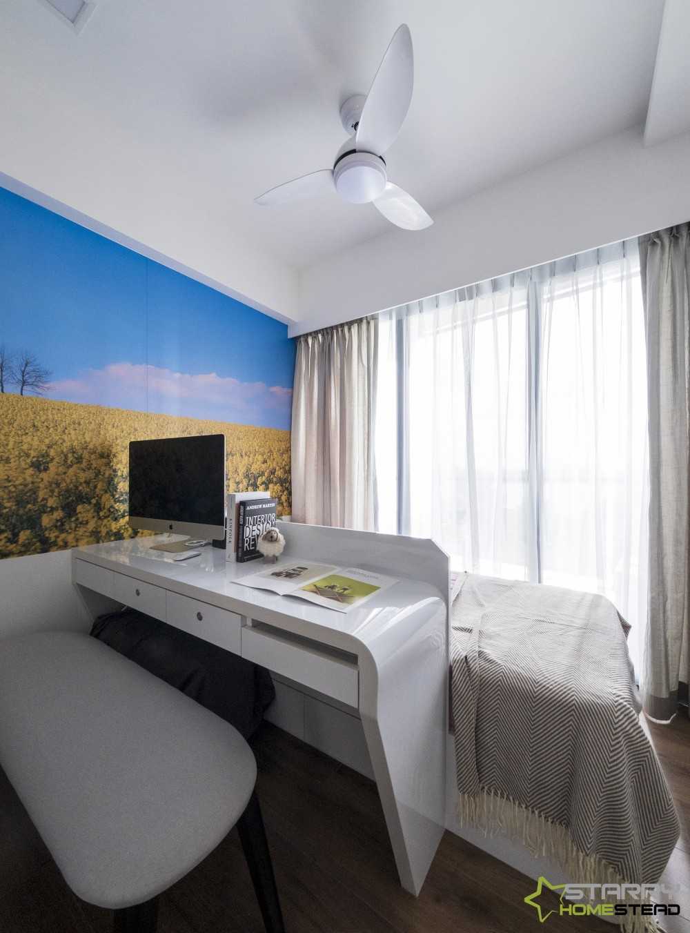 Modern Bedroom with Platform Bed and Desk