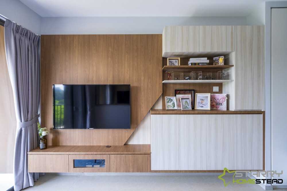Scandinavian Living Room with TV Console and TV