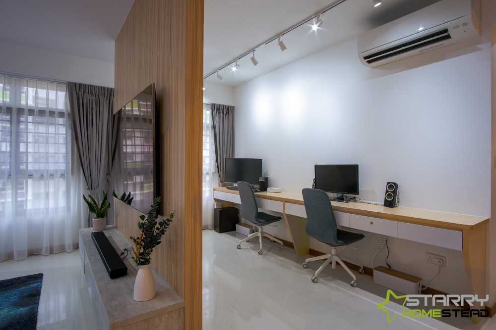 Scandinavian Workstation with Desk and Desk Chairs