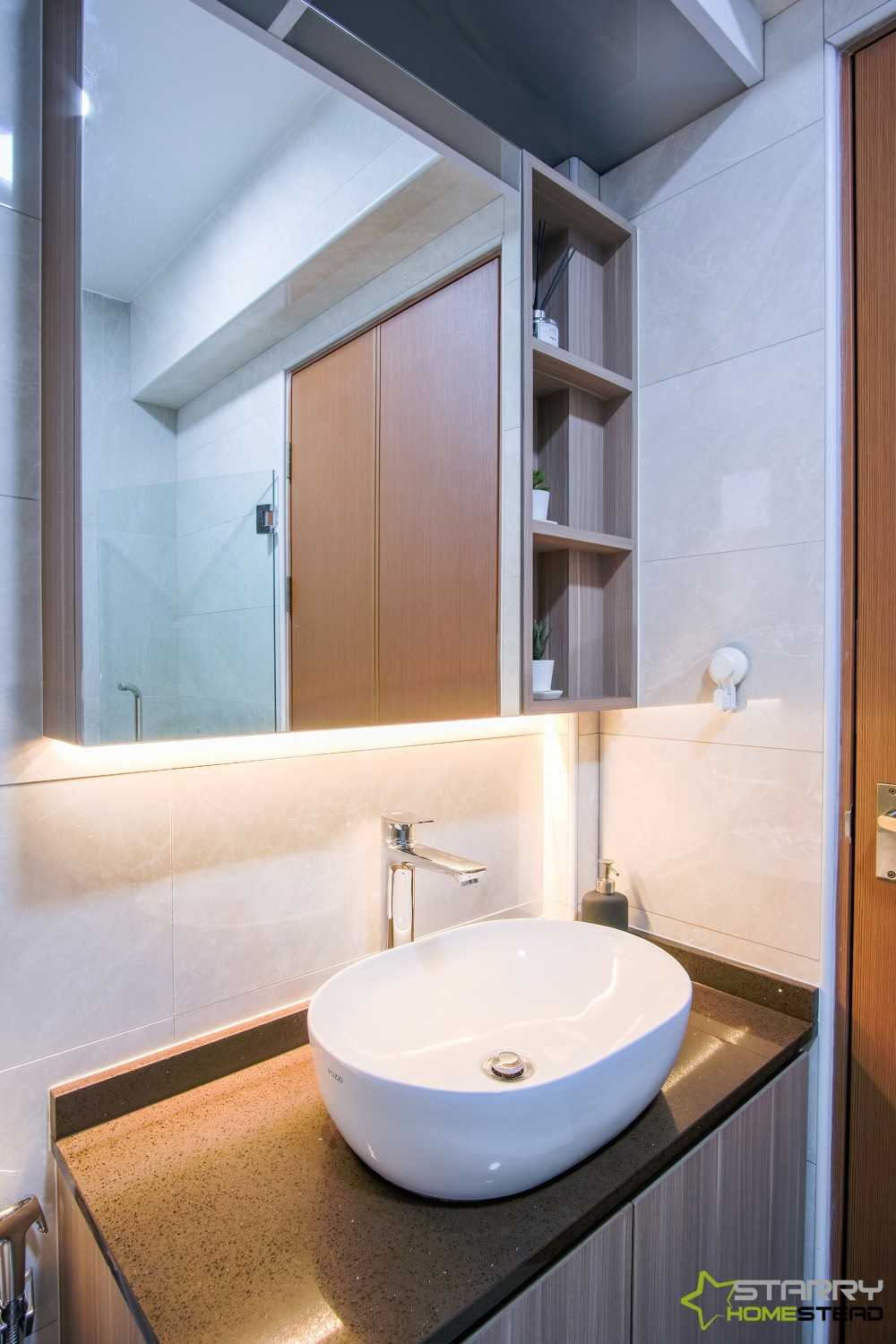 Scandinavian Bathroom with Mirror and Vanity Counter
