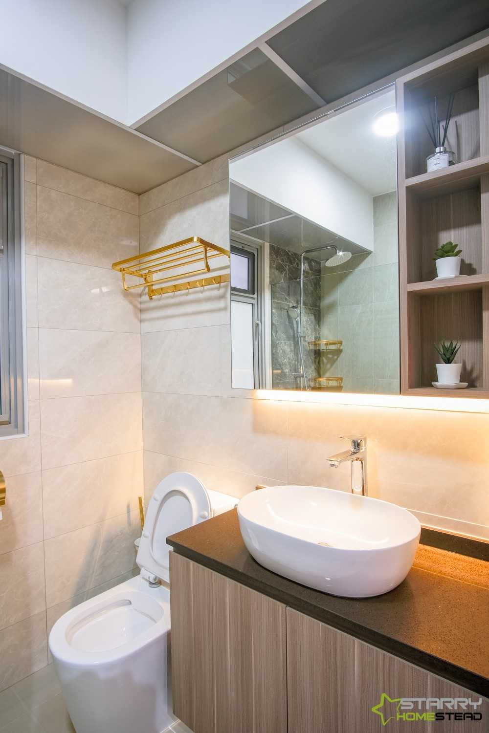 Scandinavian Bathroom with Mirror and Vanity Counter