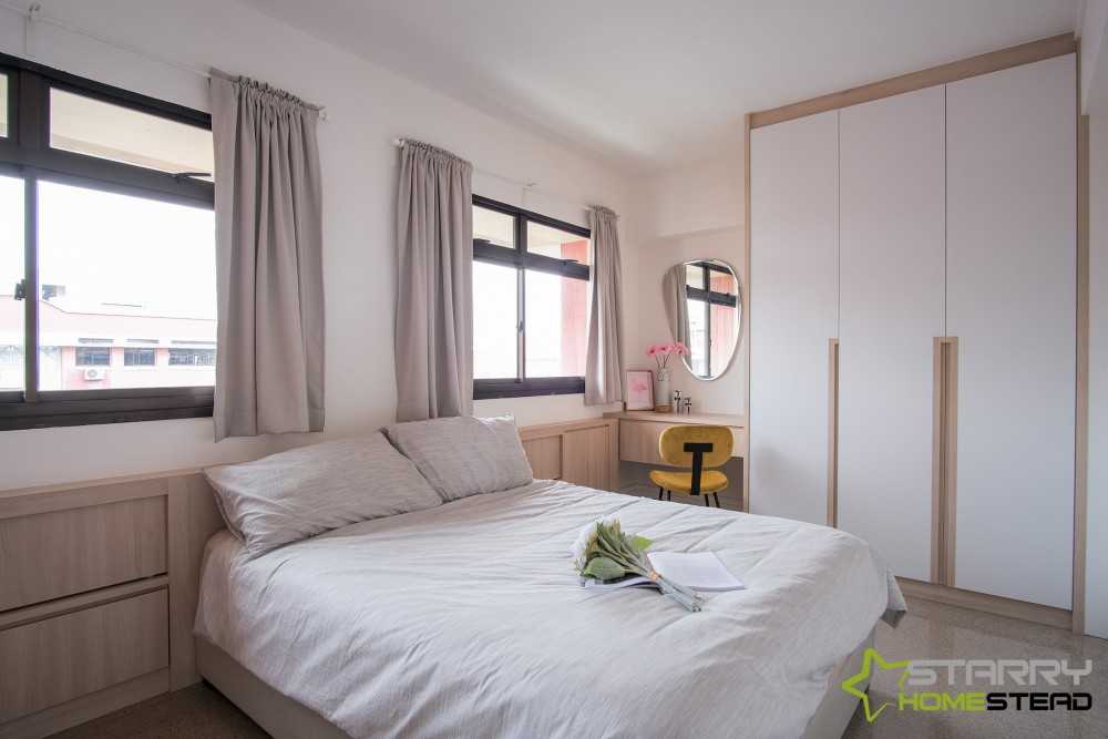 Scandinavian Bedroom with Wardrobe and Bedroom Dresser