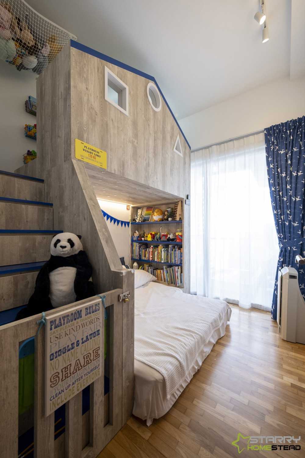 Vintage Kids Room with Built-in Bed and Children's Beds