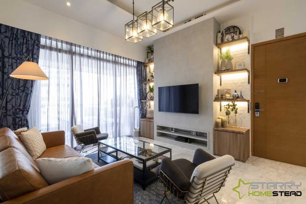 Vintage Living Room with TV Console and Sofa