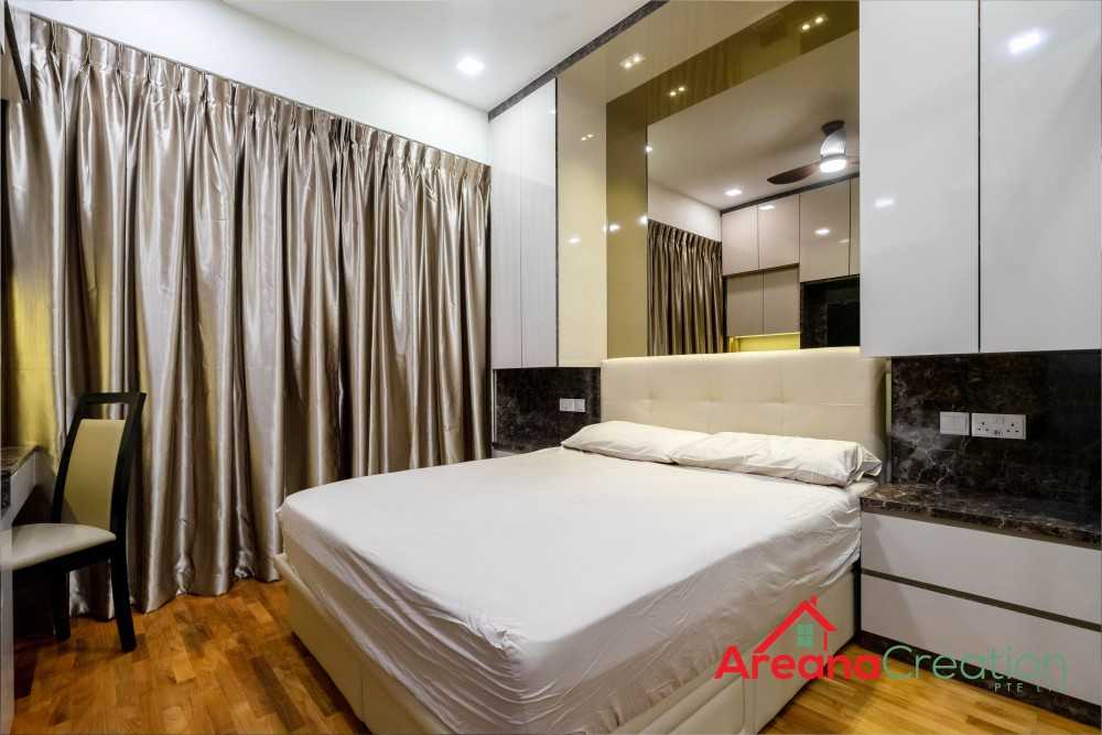 Modern Bedroom with Drop Ceiling and Bedside Table