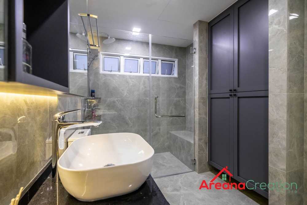 Modern Bathroom with Mirror and Shower Screen