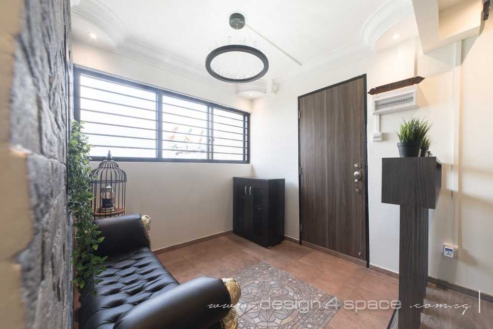 Asian Entryway with Mirror and Seating Bench