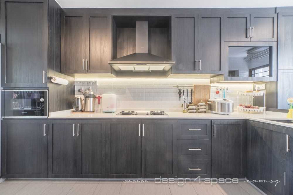 Asian Kitchen with Countertop and Vinyl Flooring