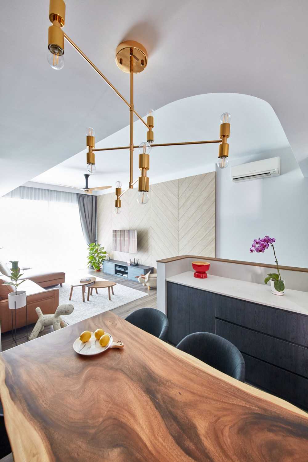 Modern Dining Room with Drop Light and Dining Table