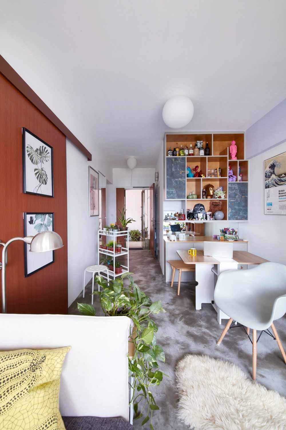 Eclectic Living Room with Dining Chairs and Seating Bench