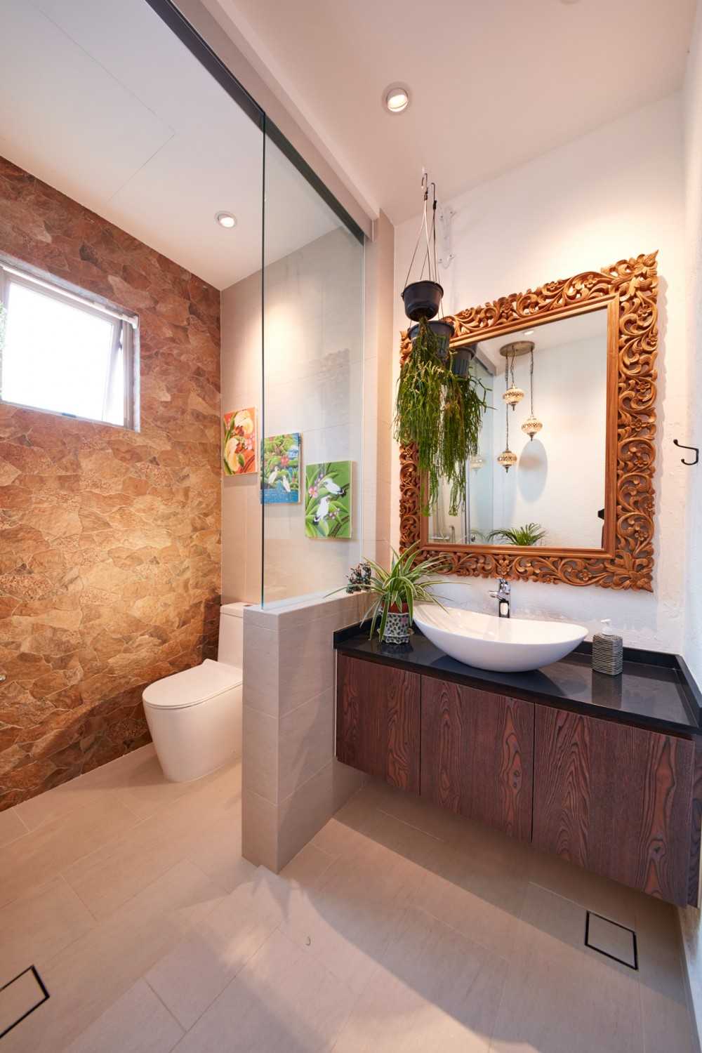 Country Bathroom with Mirror and Bathroom Storage