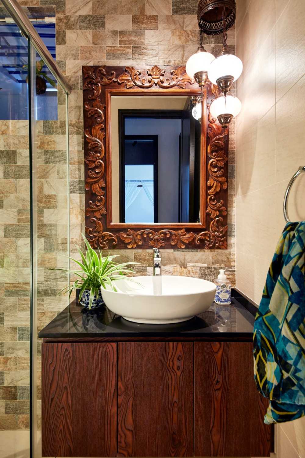 Country Bathroom with Mirror and Bathroom Mirrors