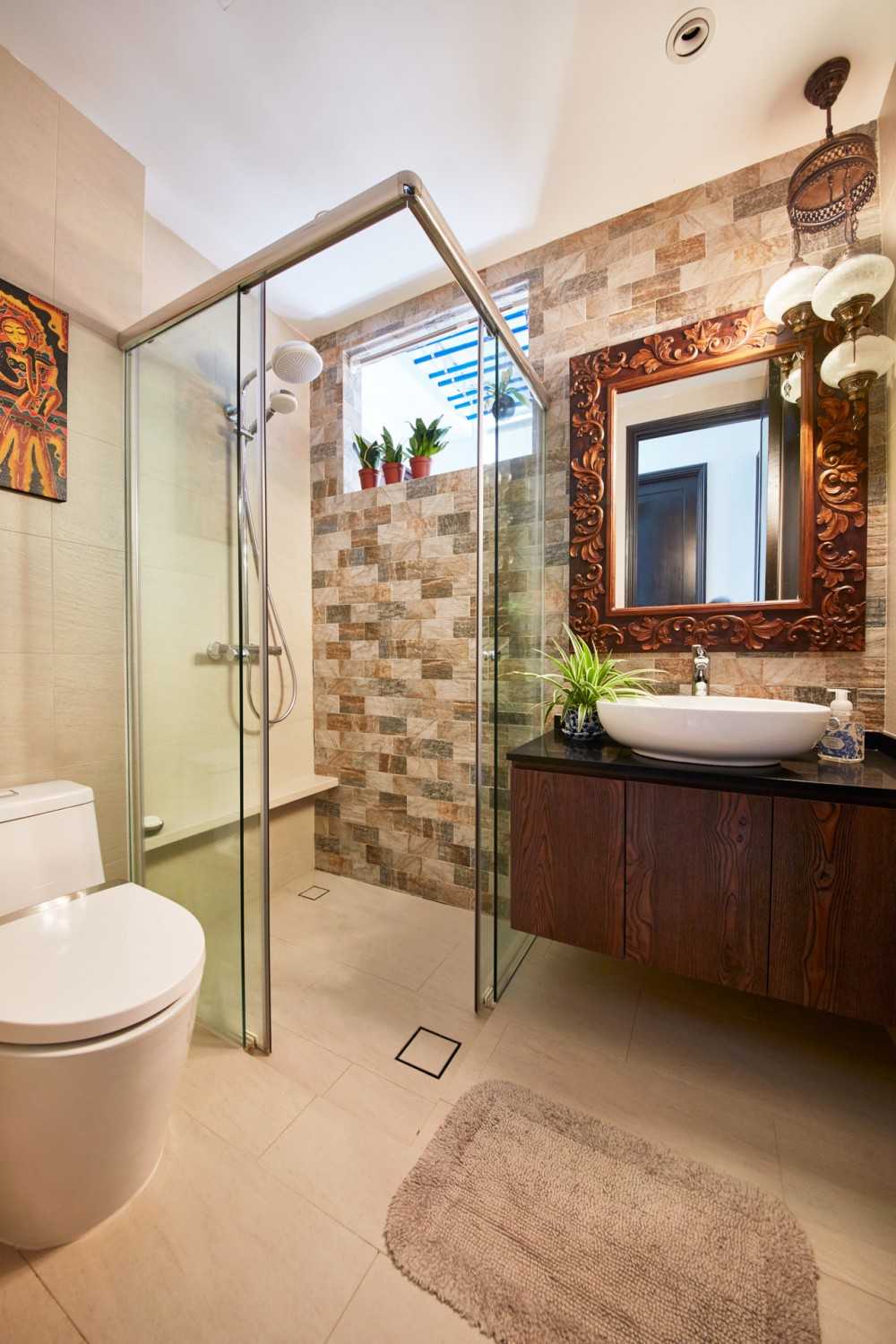 Country Bathroom with Mirror and Bathroom Mirrors