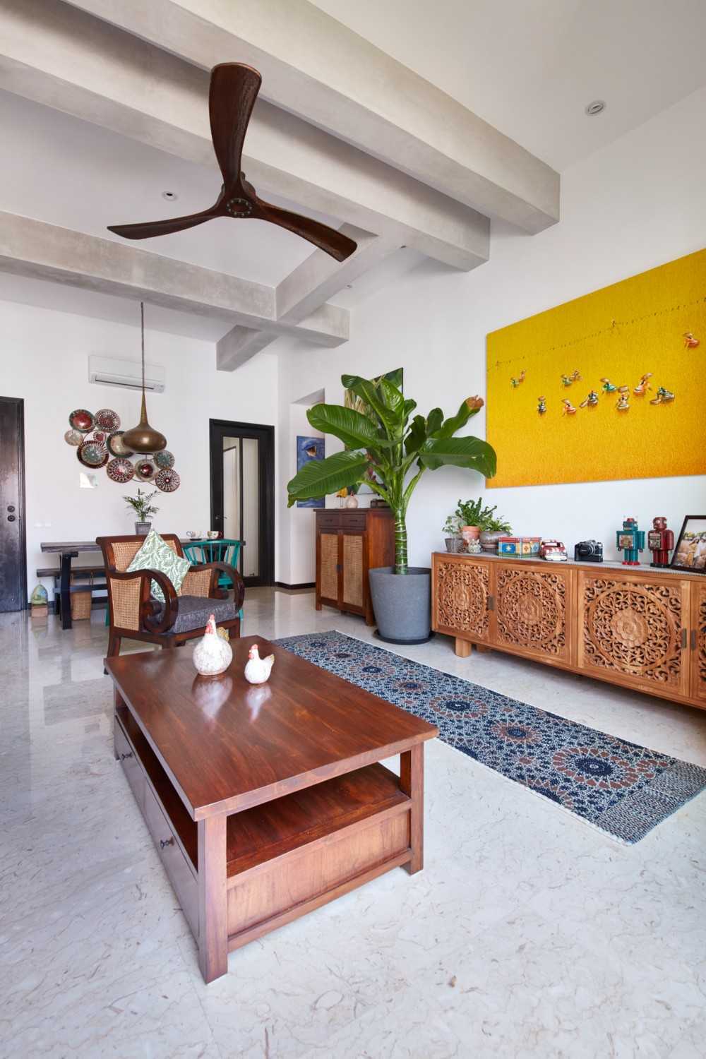 Country Living Room with Sideboard and Paintings