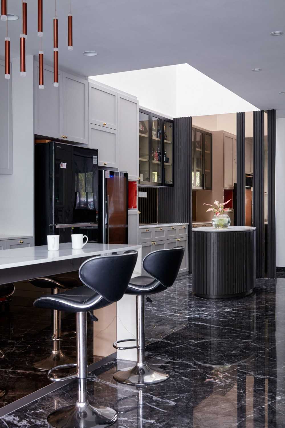 Modern Wine Cellar with Bar Counter and Bar Stool