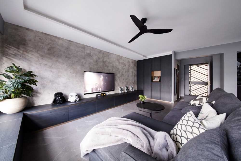 Modern Living Room with Feature Wall and Window Seat