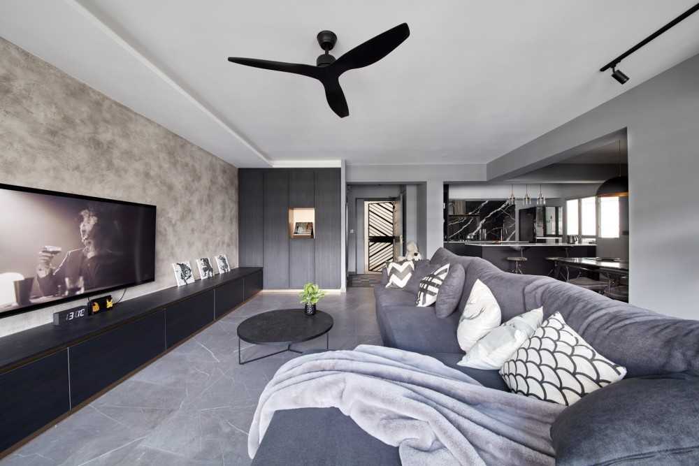 Modern Living Room with TV Console and Feature Wall