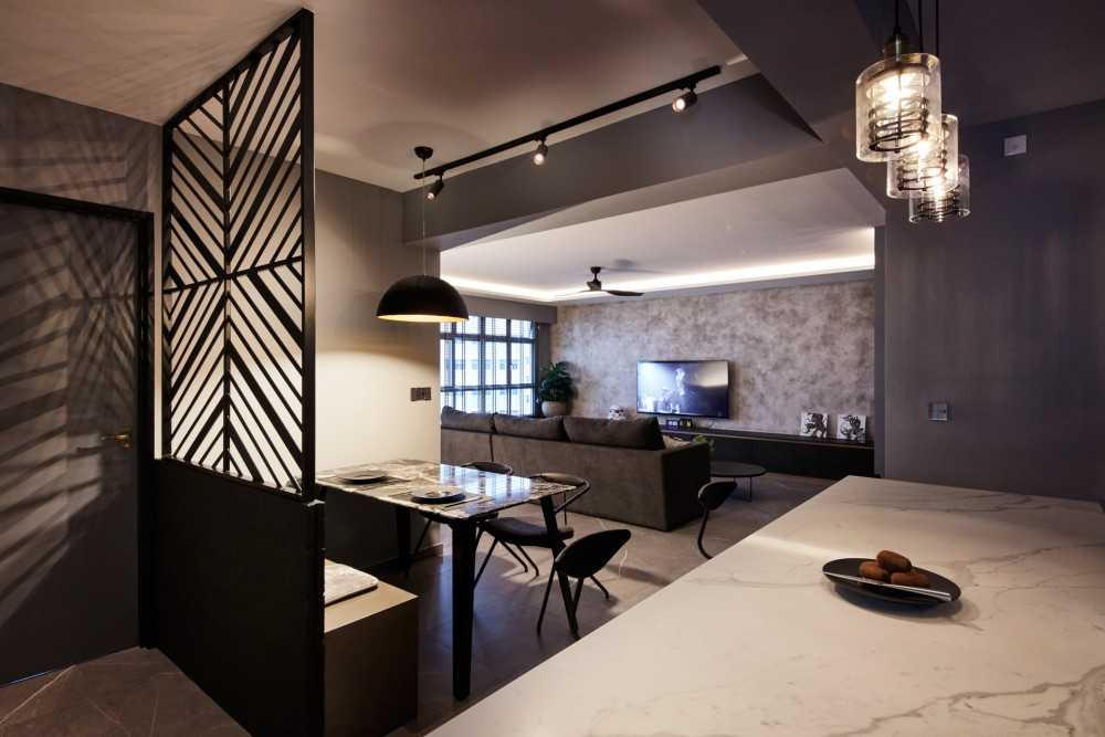 Modern Dining Room with Kitchen Island and Dining Table
