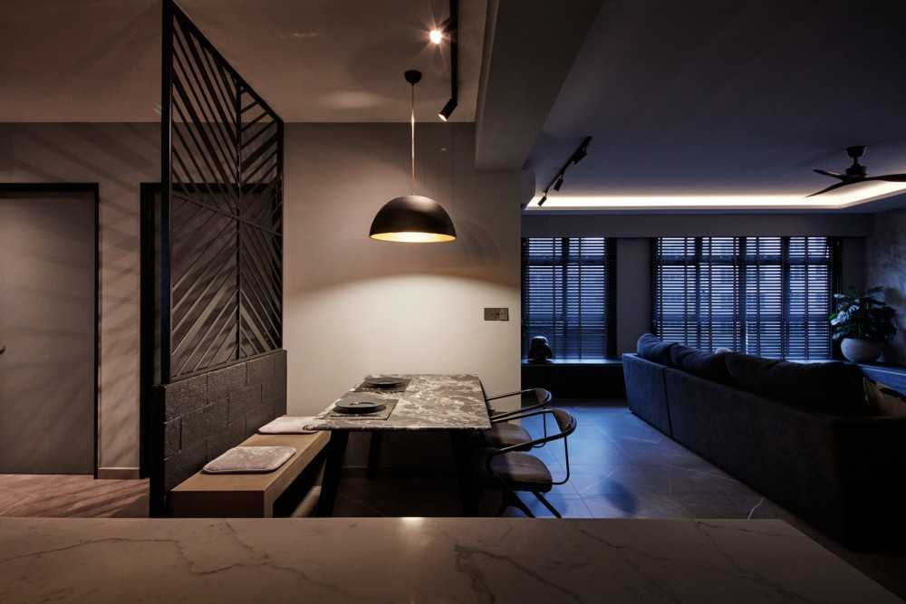 Modern Dining Room with Drop Light and Cove Lighting