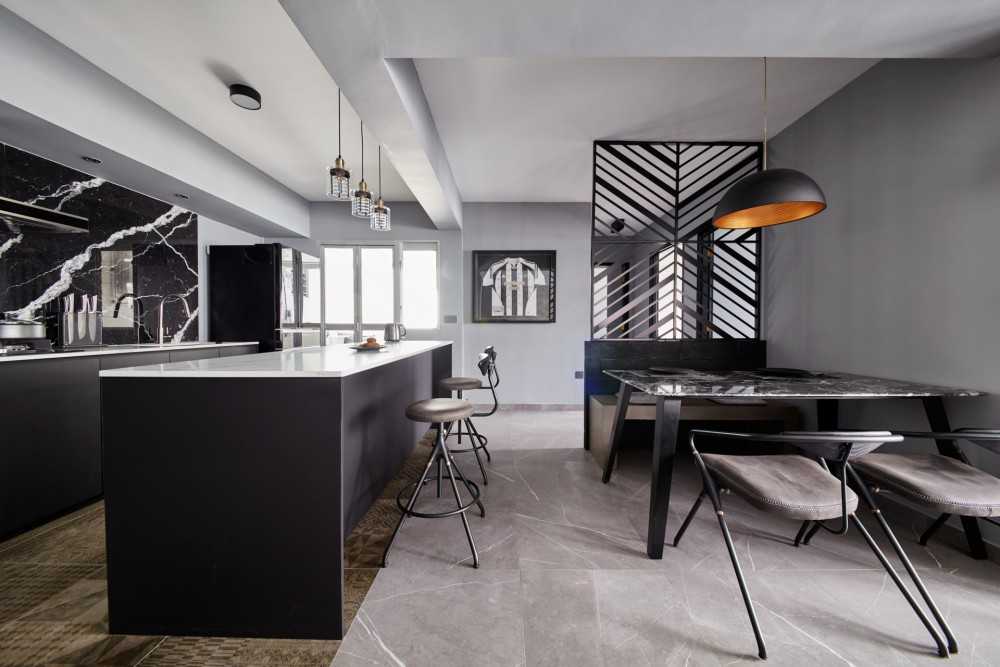 Modern Dining Room with Kitchen Island and Bar Counter