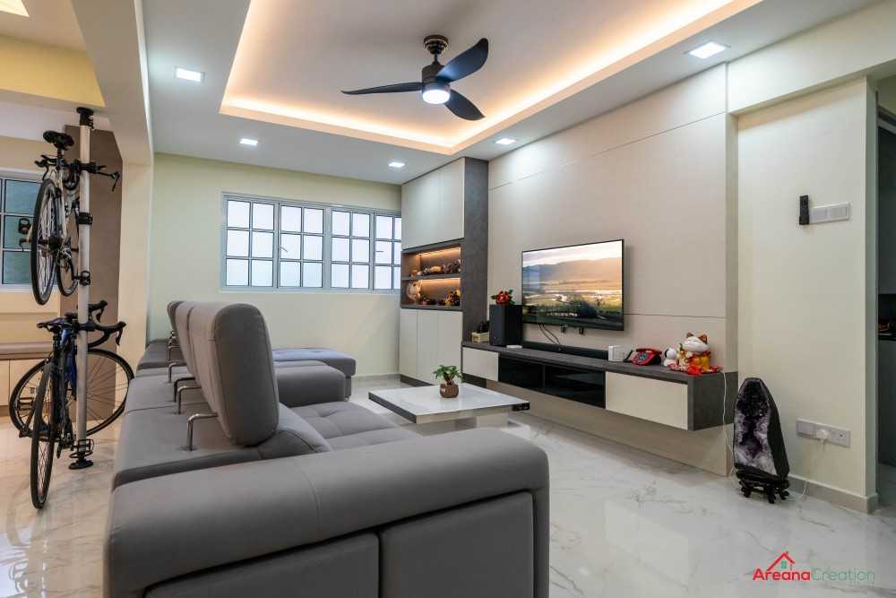 Contemporary Living Room with Feature Wall and Sofa