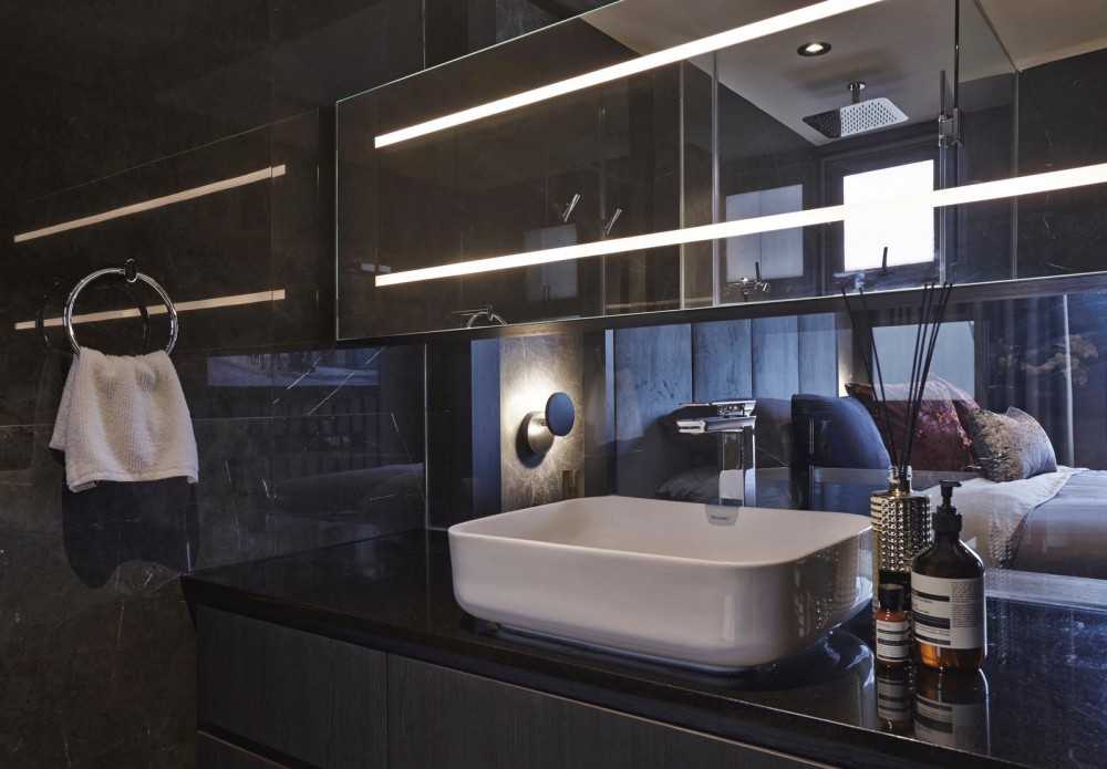 Contemporary Bathroom with Mirror and Bathroom Mirrors