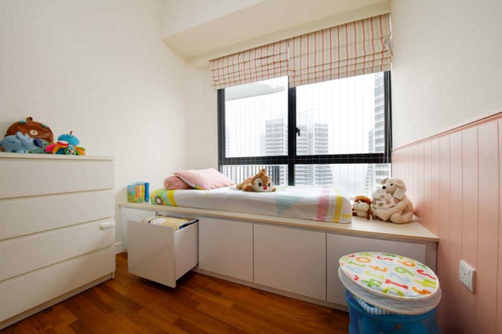 Contemporary Kids Room with Bay Window and Toys