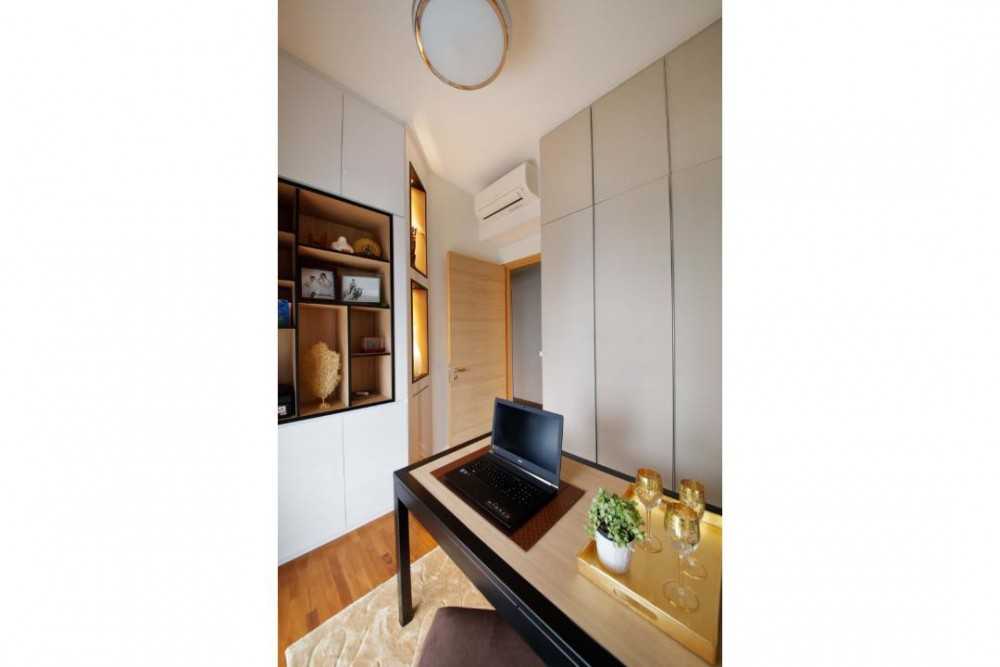 Contemporary Study with Desk and Display Cabinets