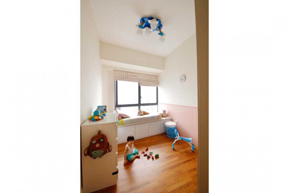 Contemporary Kids Room with Bay Window and Toys