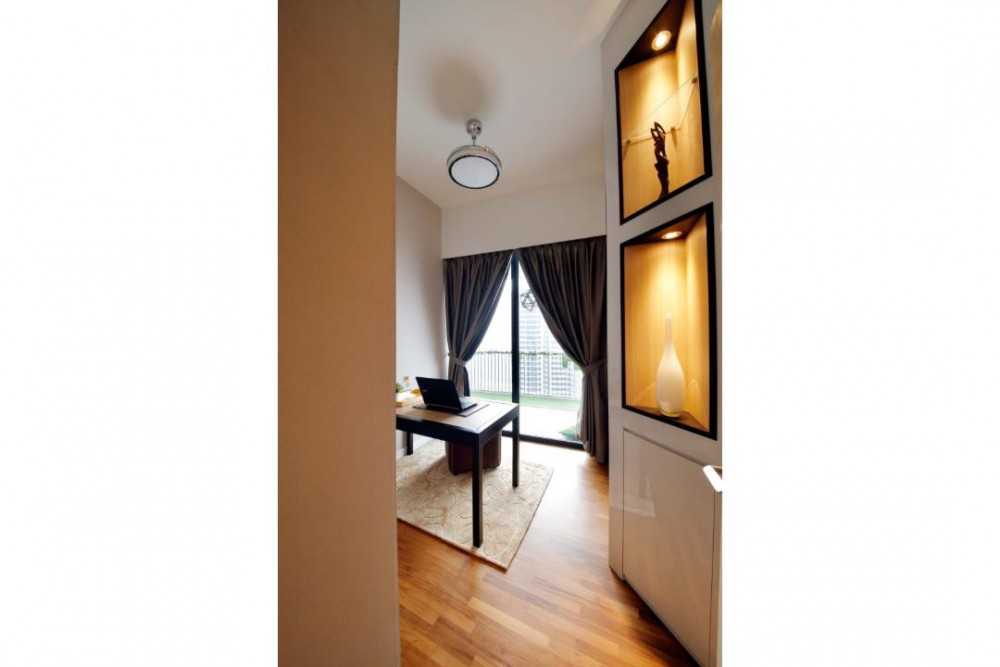 Contemporary Study with Desk and Display Cabinets