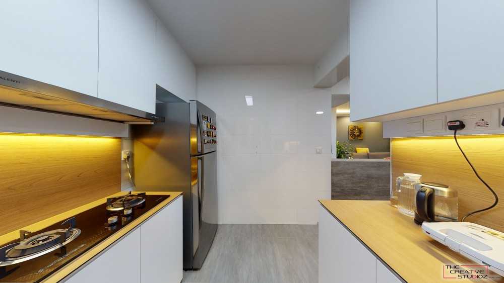 Scandinavian Kitchen with Countertop and Homogeneous Tiles