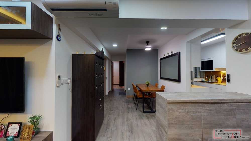Scandinavian Dining Room with Cove Lighting and Drop Ceiling
