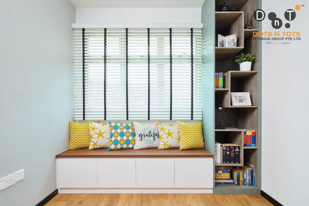 Modern Home Office with Bookshelf and Settee