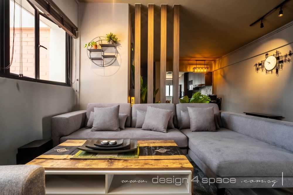 Contemporary Living Room with Vinyl Flooring and Sofa