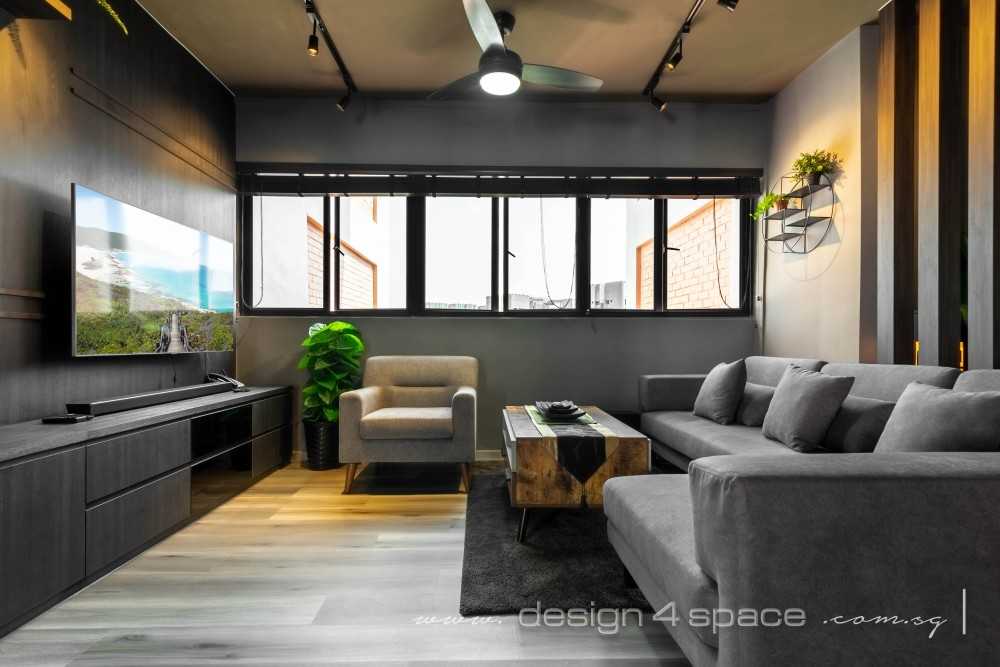 Contemporary Living Room with Wood Flooring and TV Console