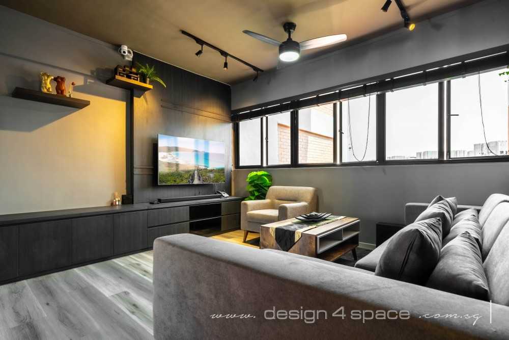 Contemporary Living Room with TV Console and Feature Wall