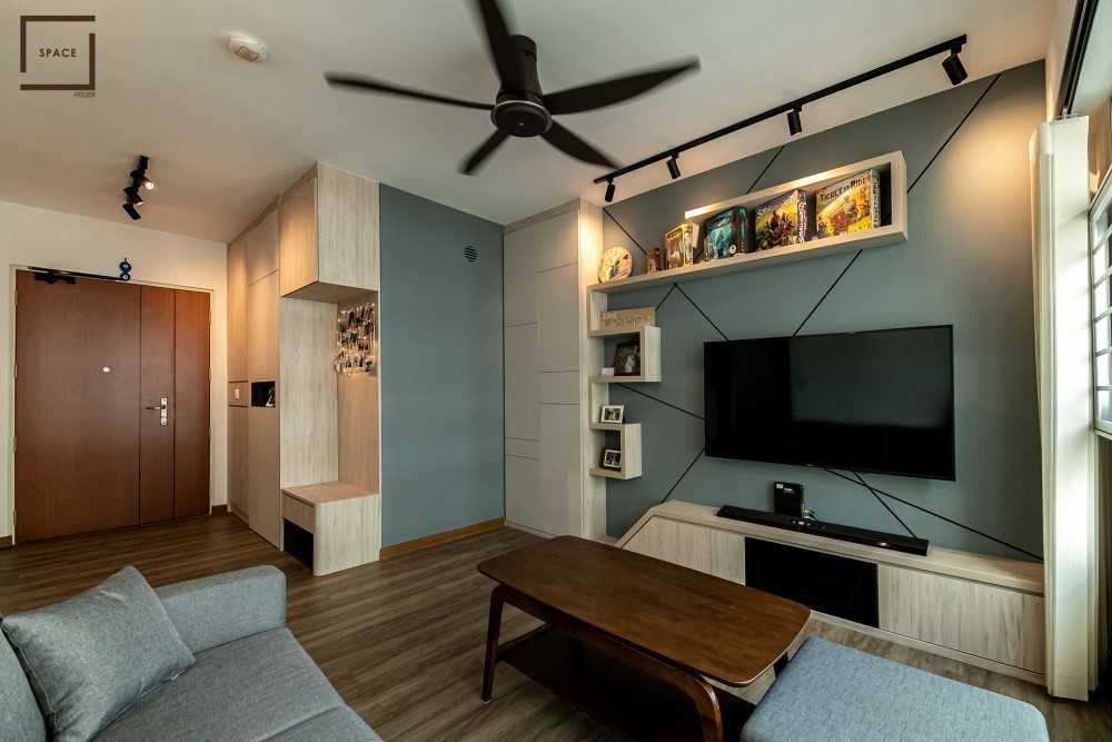 Scandinavian Living Room with Parquet Floor and Sofa