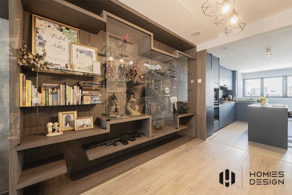 Contemporary Living Room with Vinyl Flooring and Feature Wall