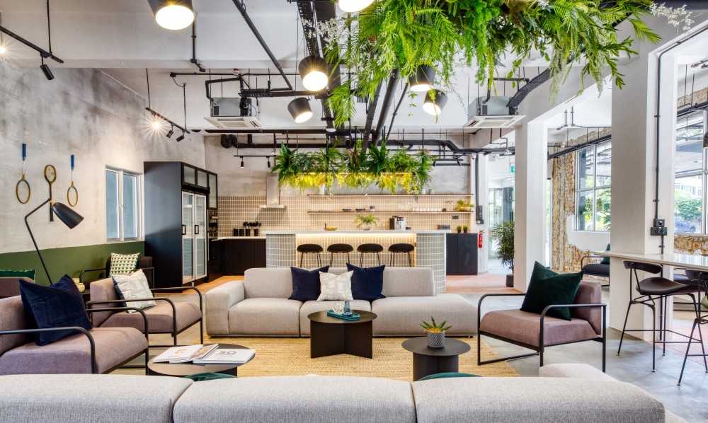 Transitional Office with Bar Counter and Sofa