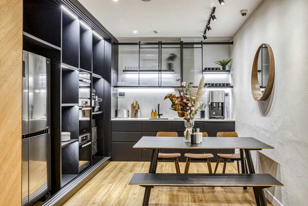 Modern Kitchen with Dining Table and Dining Chairs