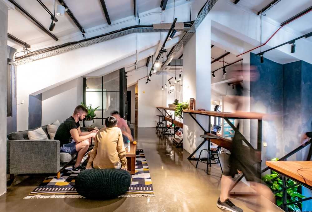 Modern Office with Bar Counter and Sofa
