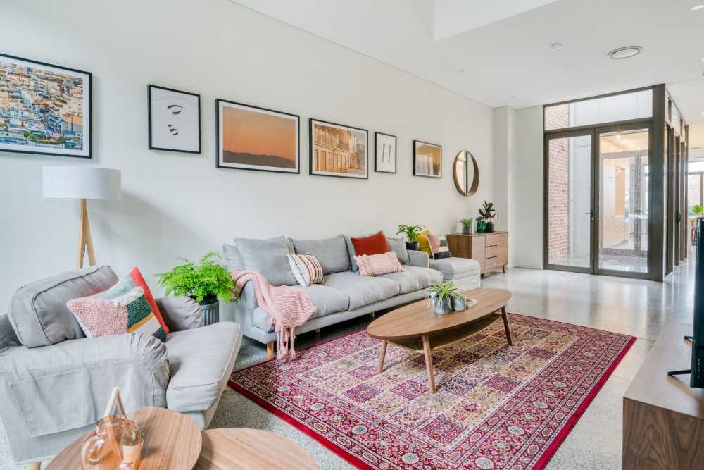 Eclectic Living Room with Artwork and Sofa