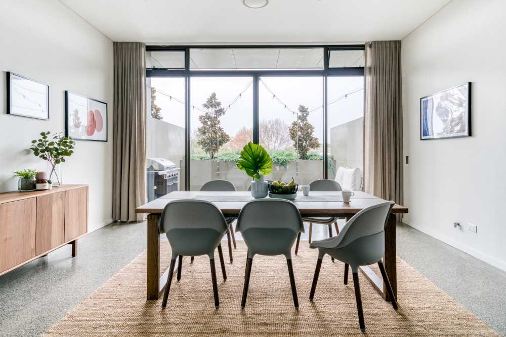 Eclectic Dining Room with Dining Table and Dining Chairs