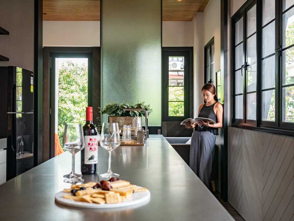 Country Dining Room with Open Kitchen and Sofa