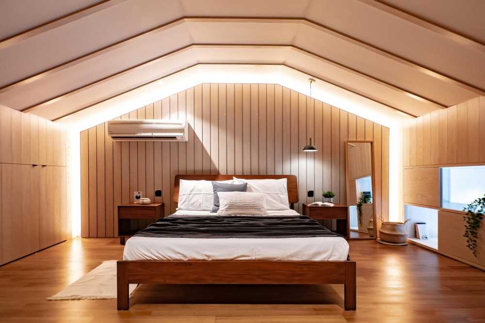 Country Bedroom with Mirror and Cove Lighting