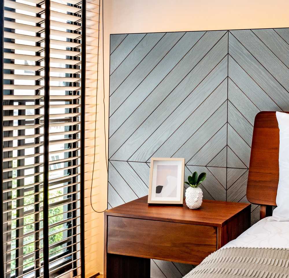 Country Bedroom with Bedside Table and Blinds