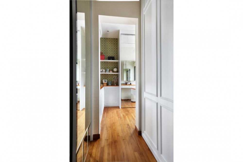 Eclectic Hallway with Wood Flooring and Flooring