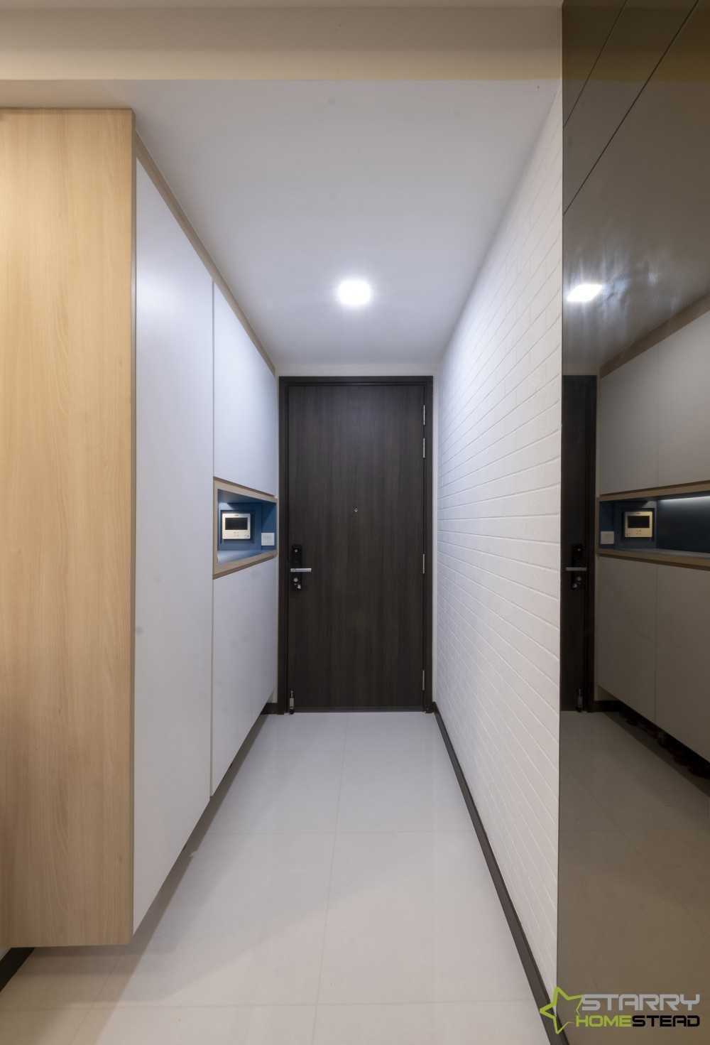 Contemporary Entryway with Shoe Cabinets and Doors